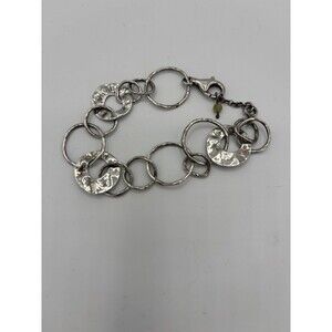 Silpada Sterling Silver 925 Hammered PAPER CHAIN Circle Links Bracelet B1217 8”